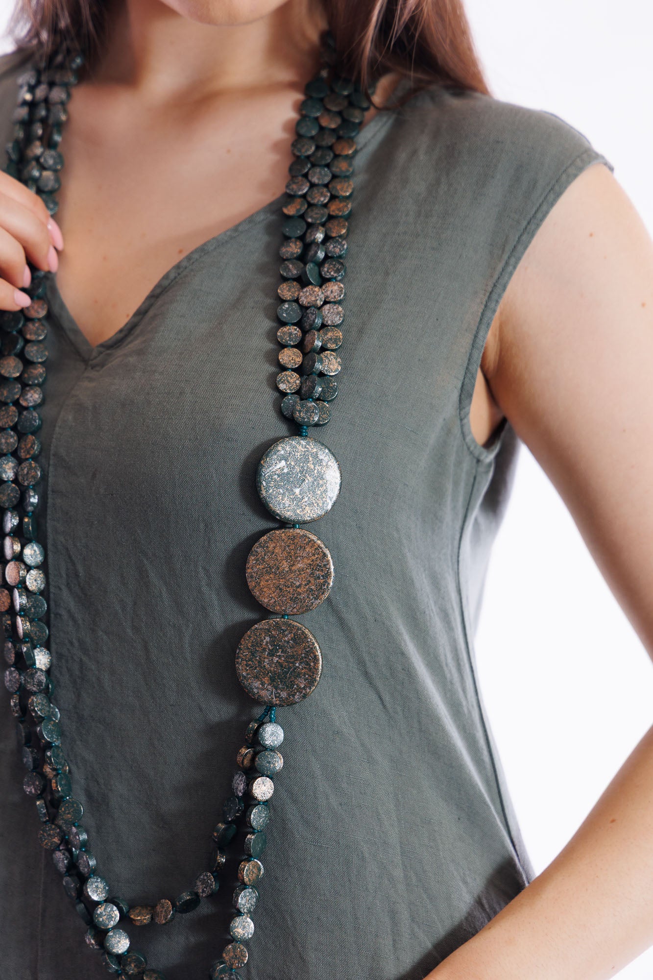 Collana lunga legno