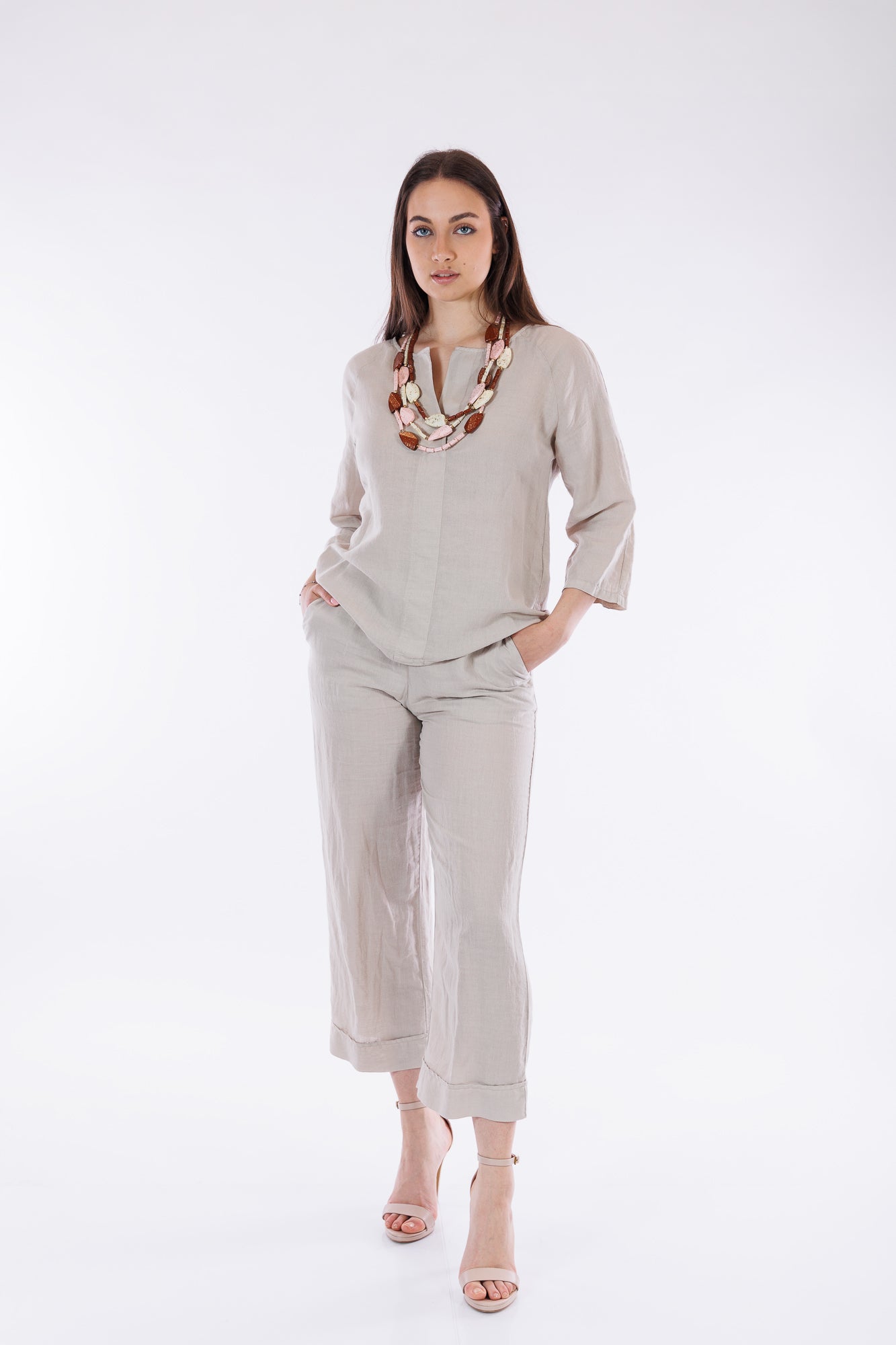 Blusa lino e cotone