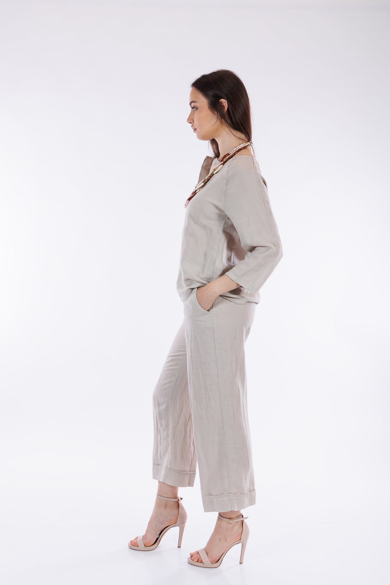 Blusa lino e cotone