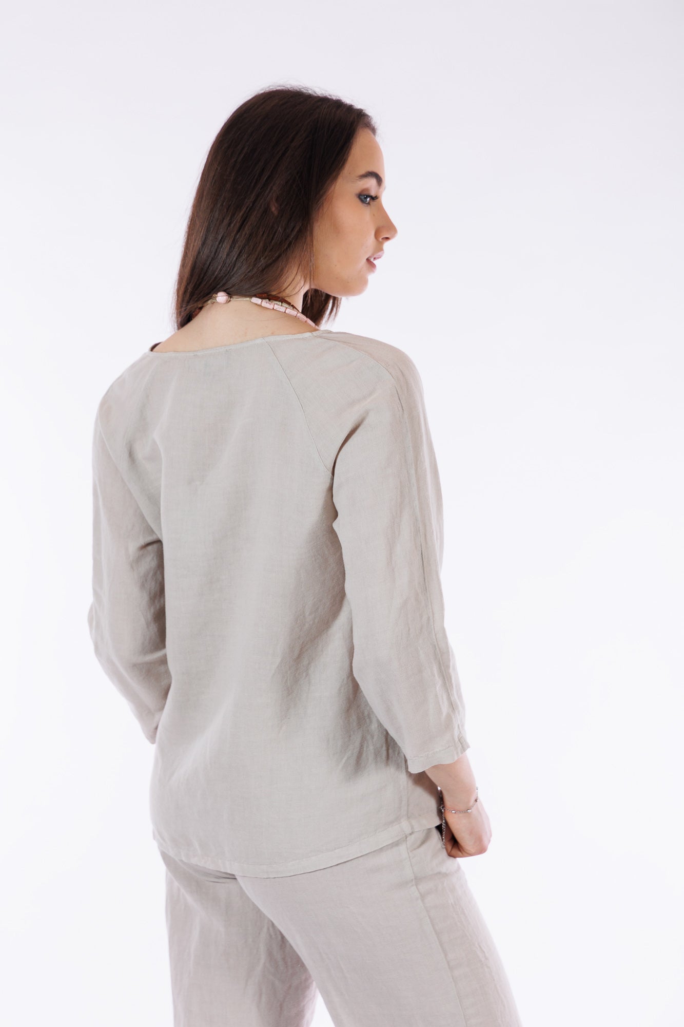 Blusa lino e cotone