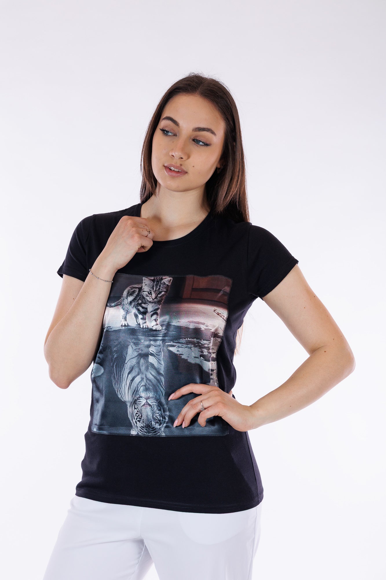 T-shirt sfiancata cotone e seta