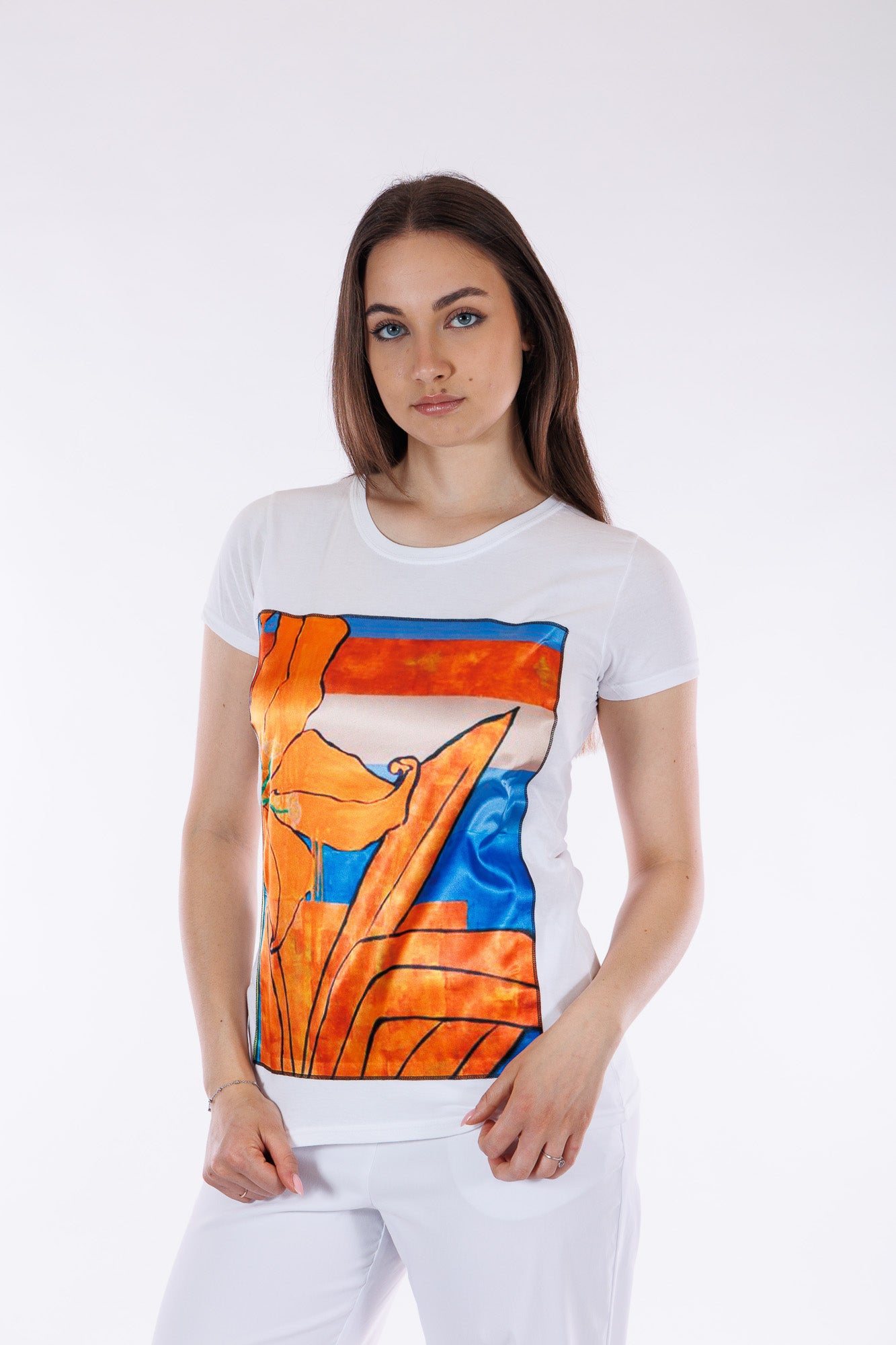 T-shirt sfiancata cotone e seta