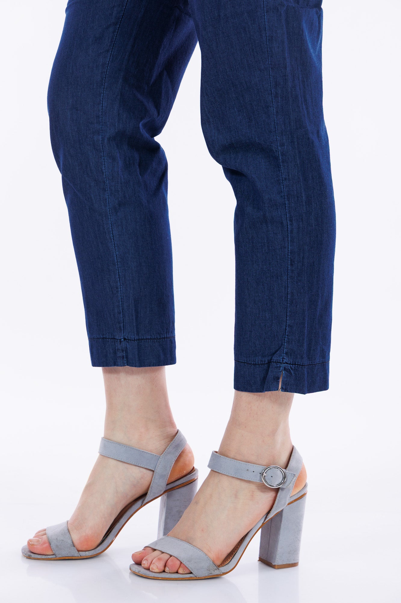 Pantalone elastico lato chambray