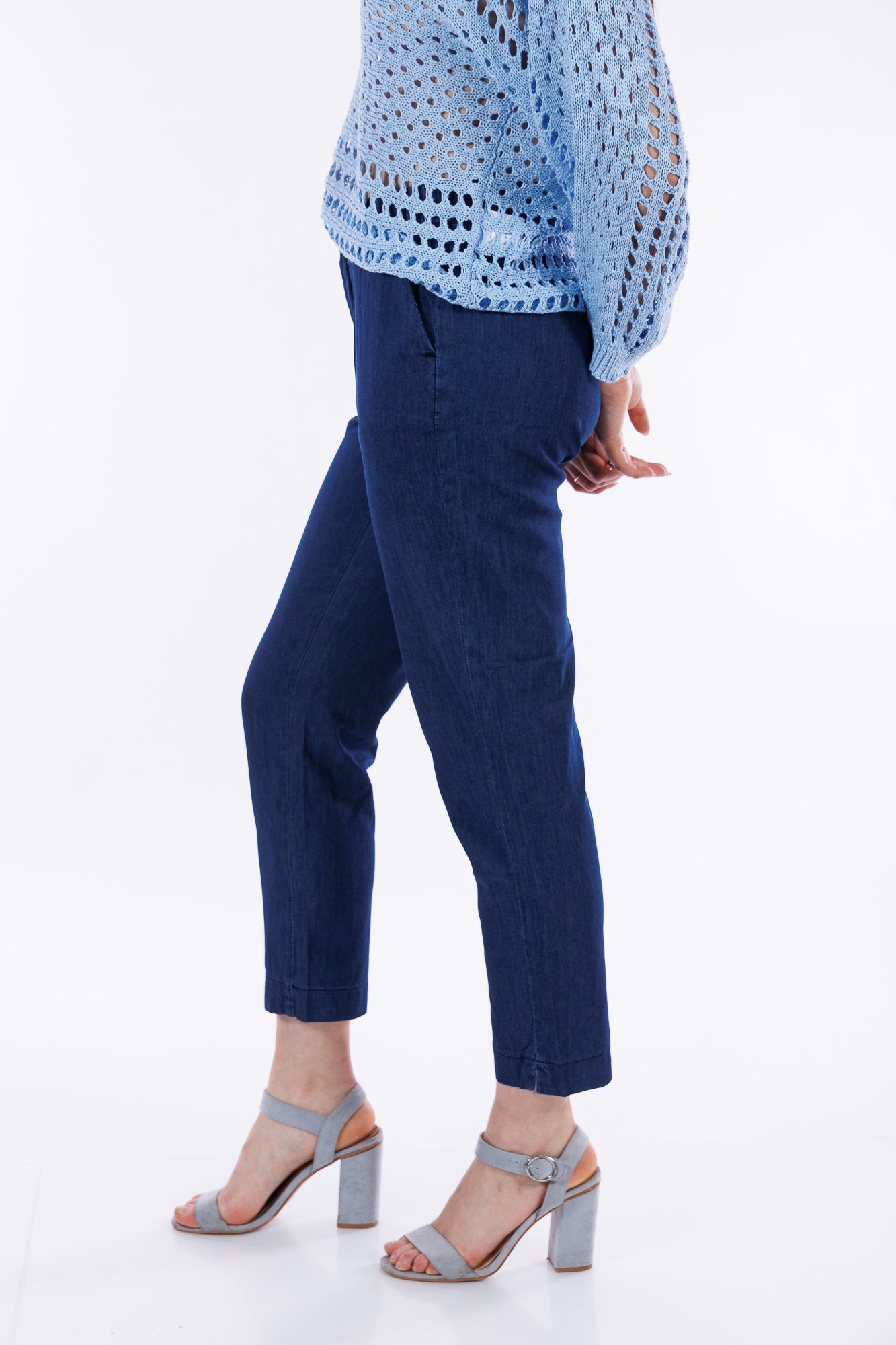 Pantalone elastico lato chambray
