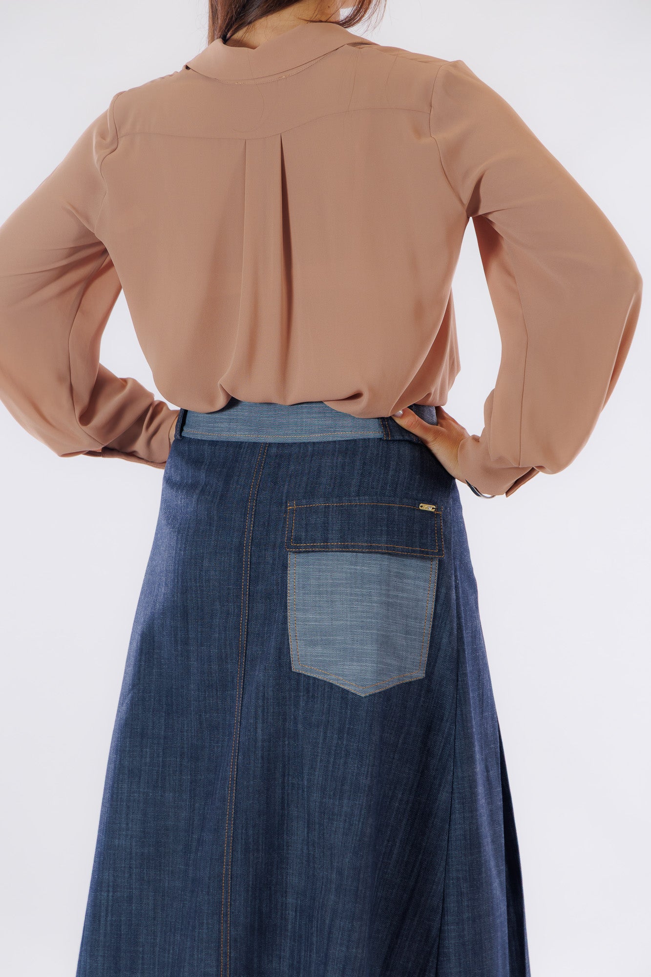Gonna denim pieghe
