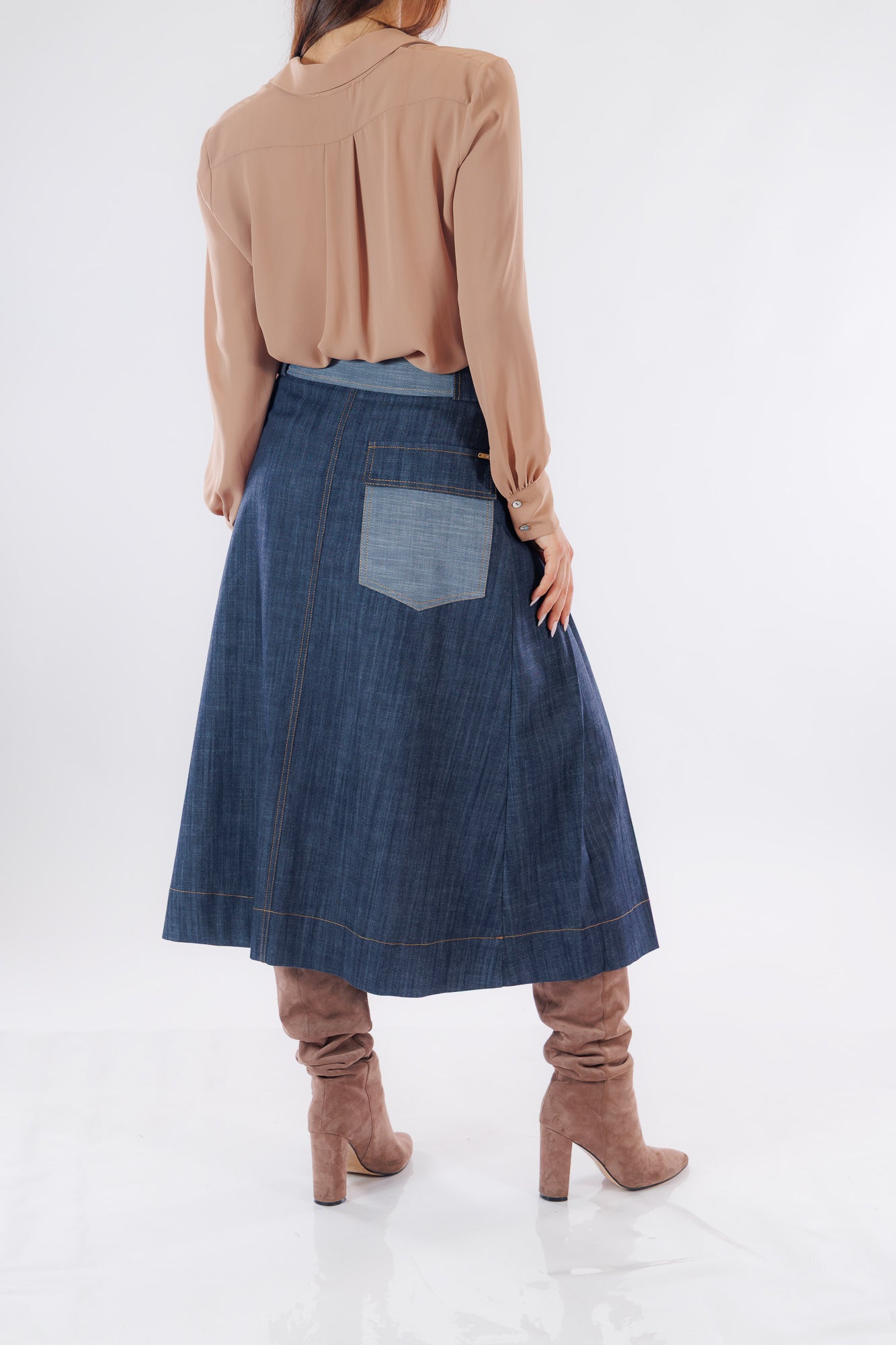 Gonna denim pieghe