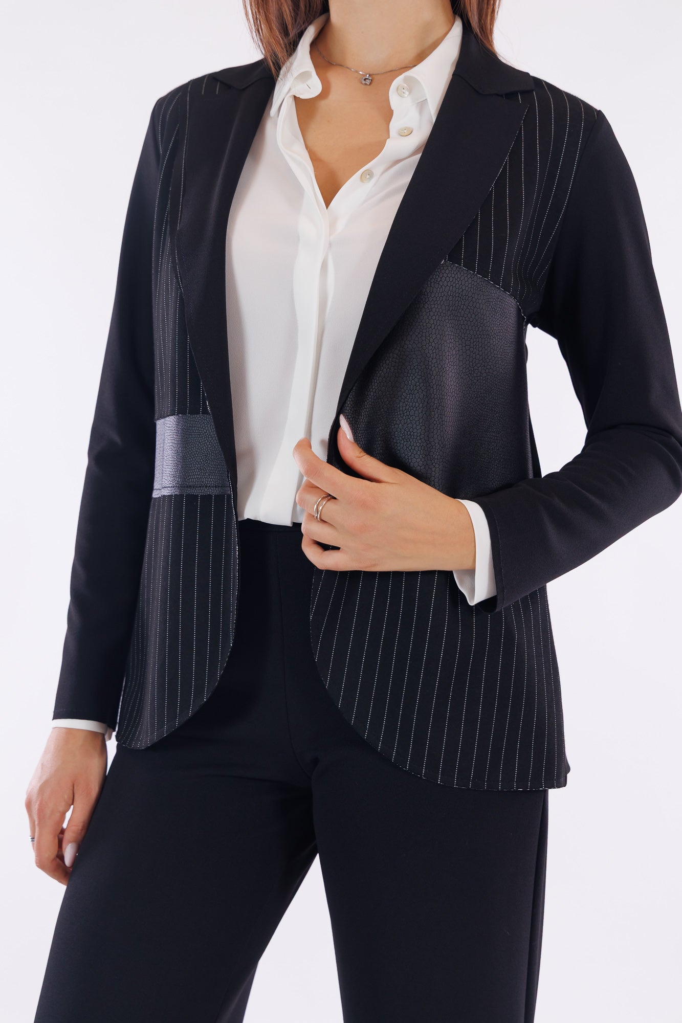 Giacca gessata patchwork
