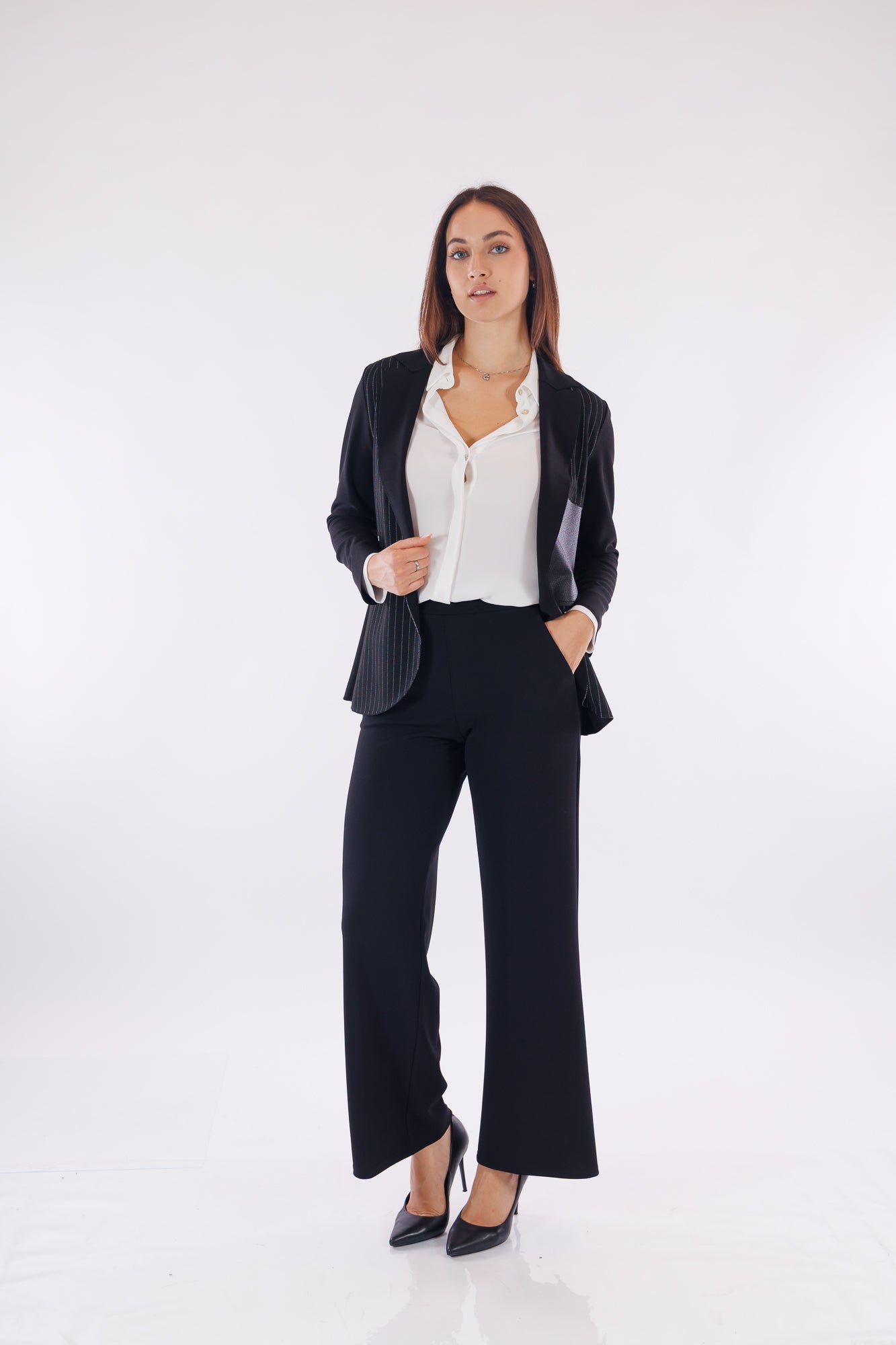 Giacca gessata patchwork
