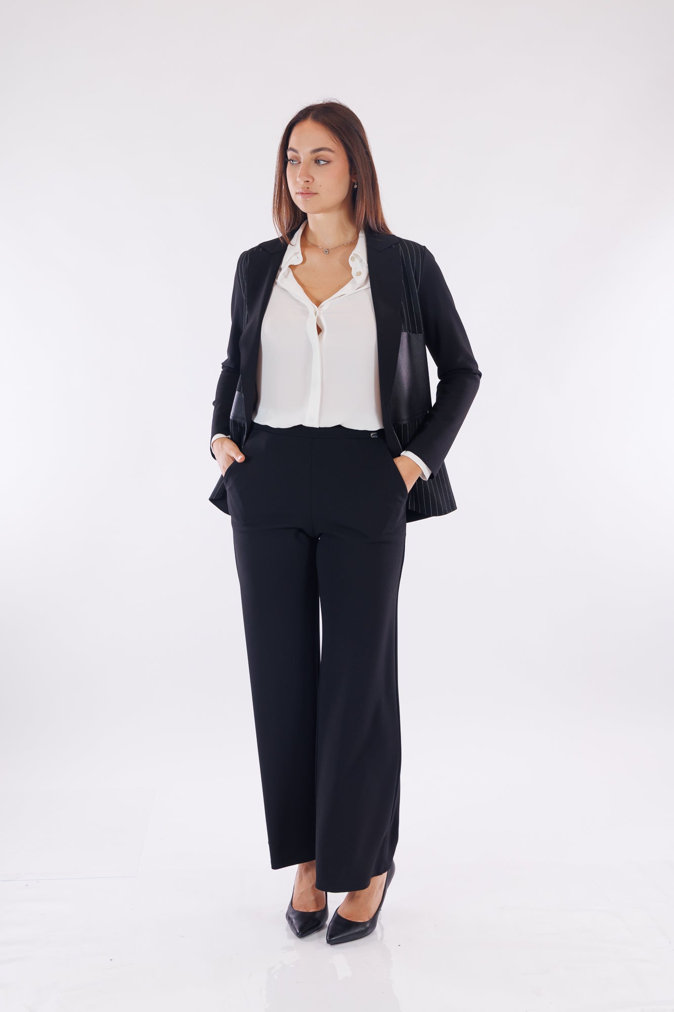 Giacca gessata patchwork