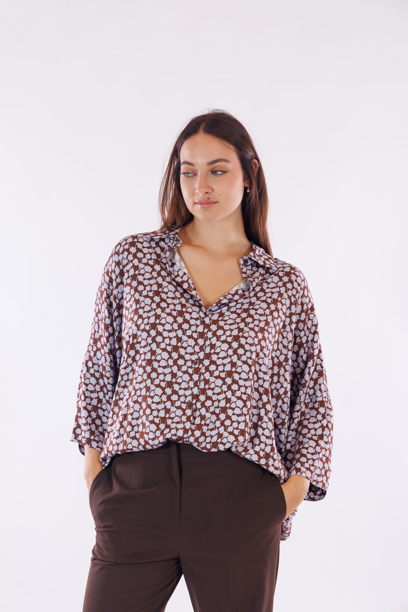 Camicia over stampa fiorellini