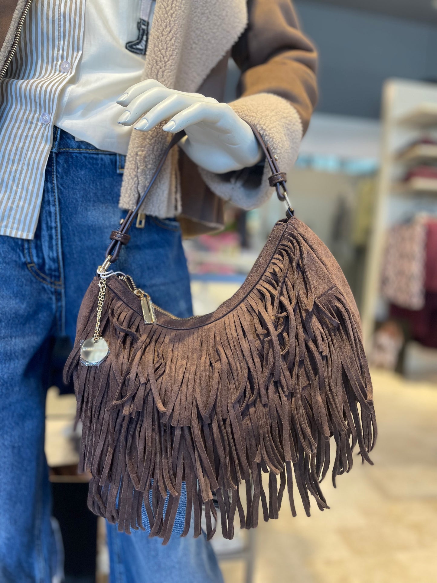 Borsa suede frange
