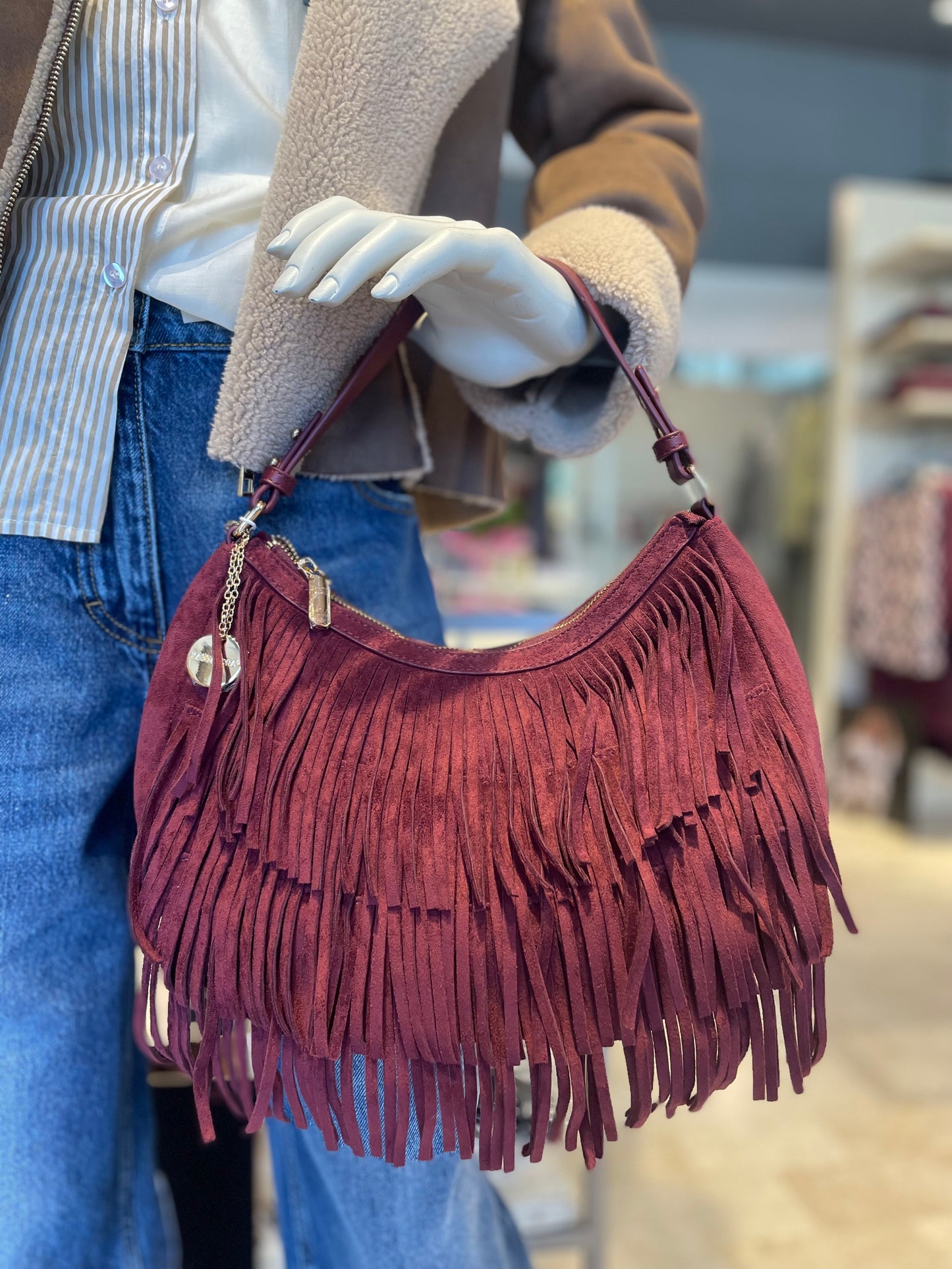 Borsa suede frange