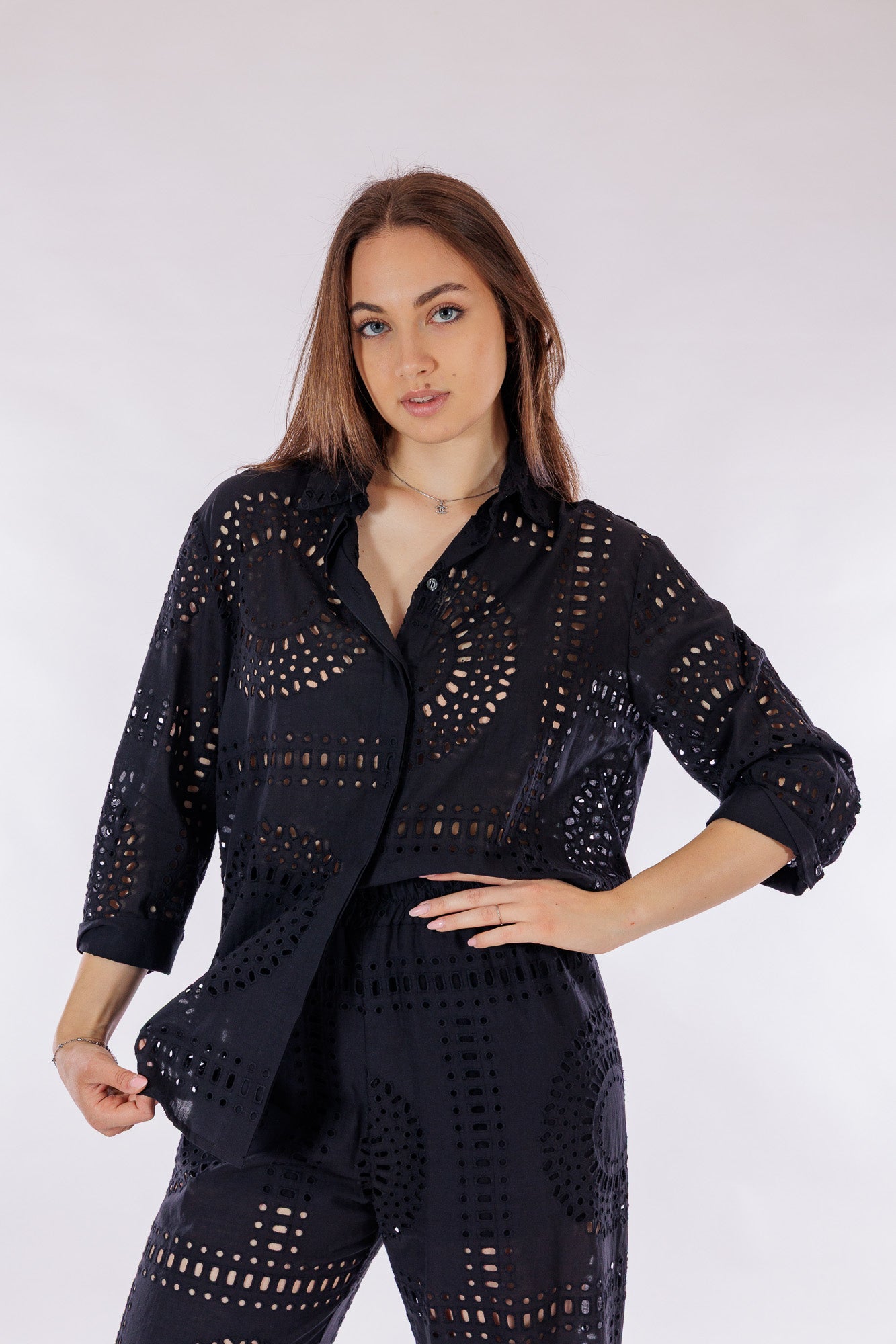 Camicia over pizzo sangallo