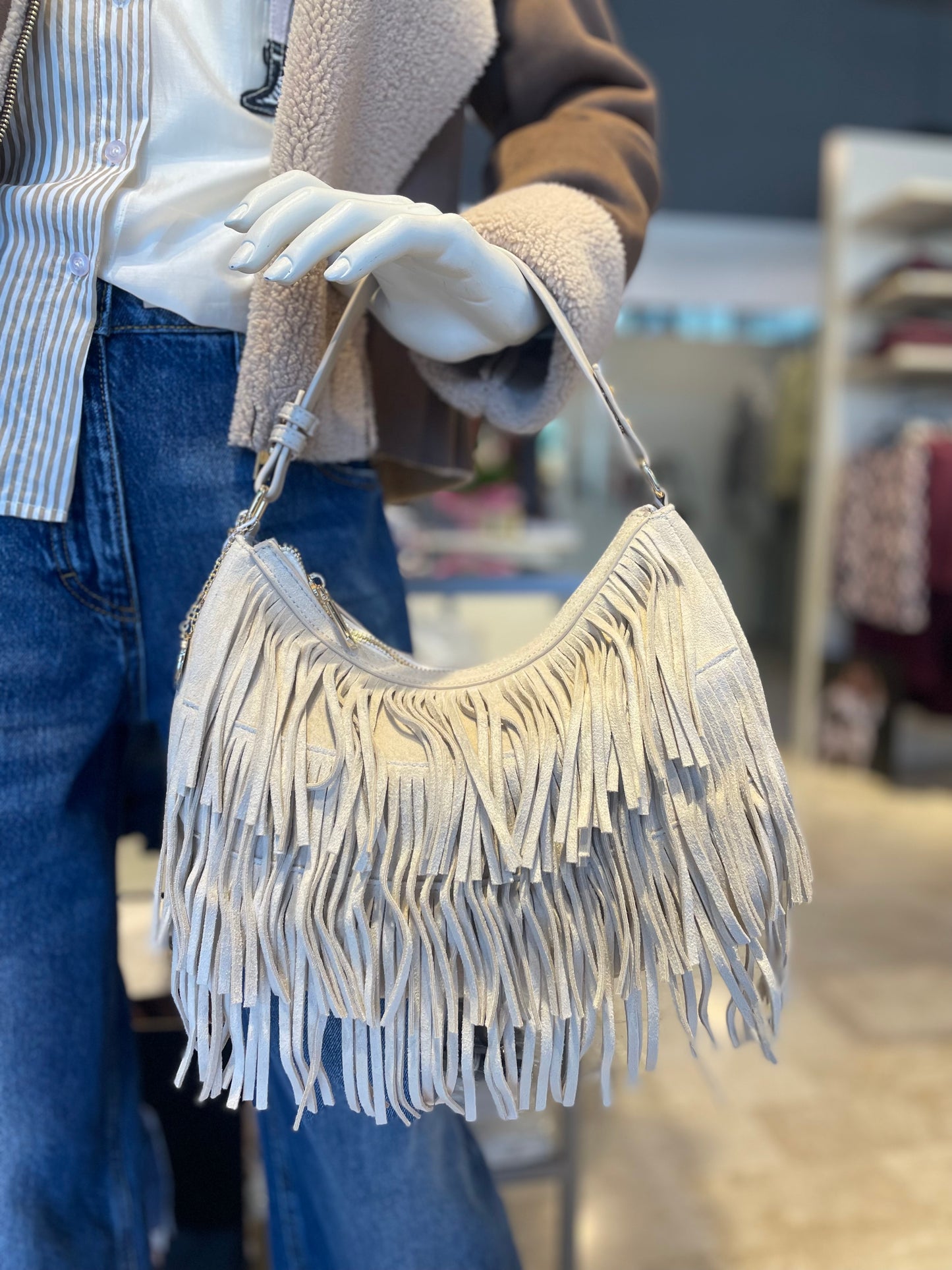 Borsa suede frange