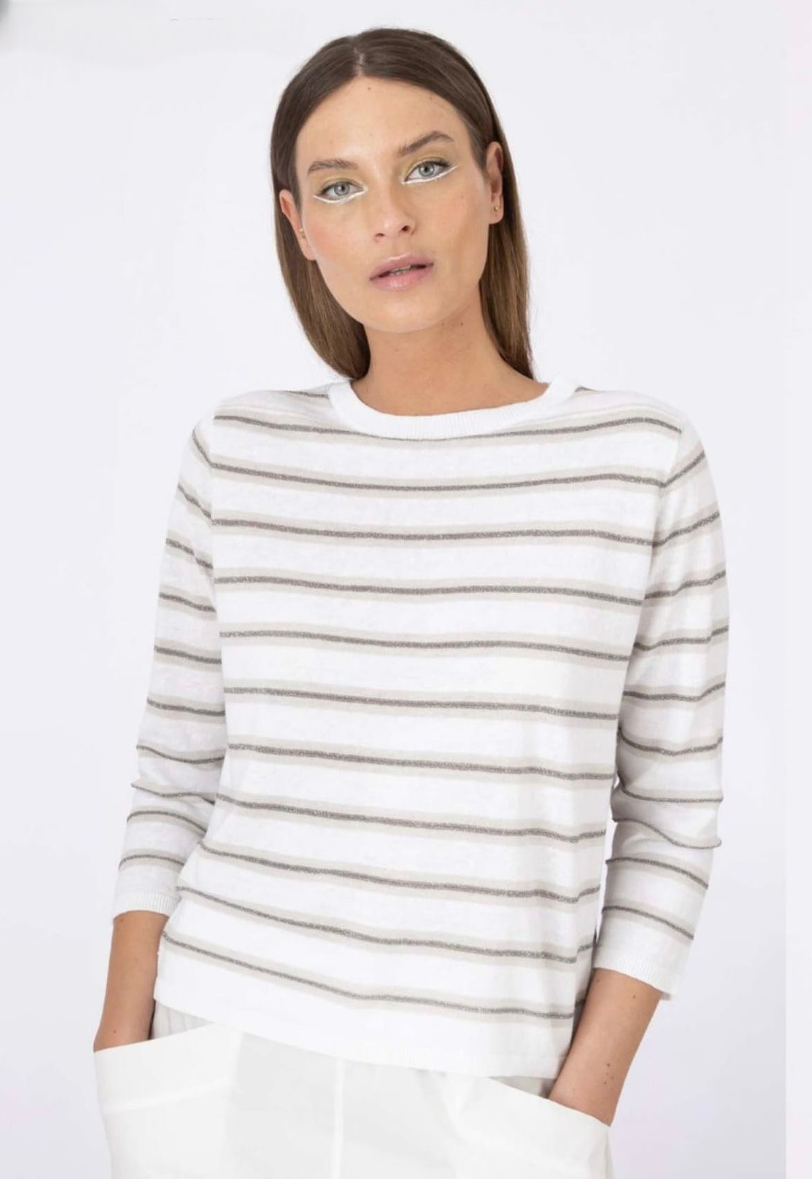 Maglia lino righe lurex
