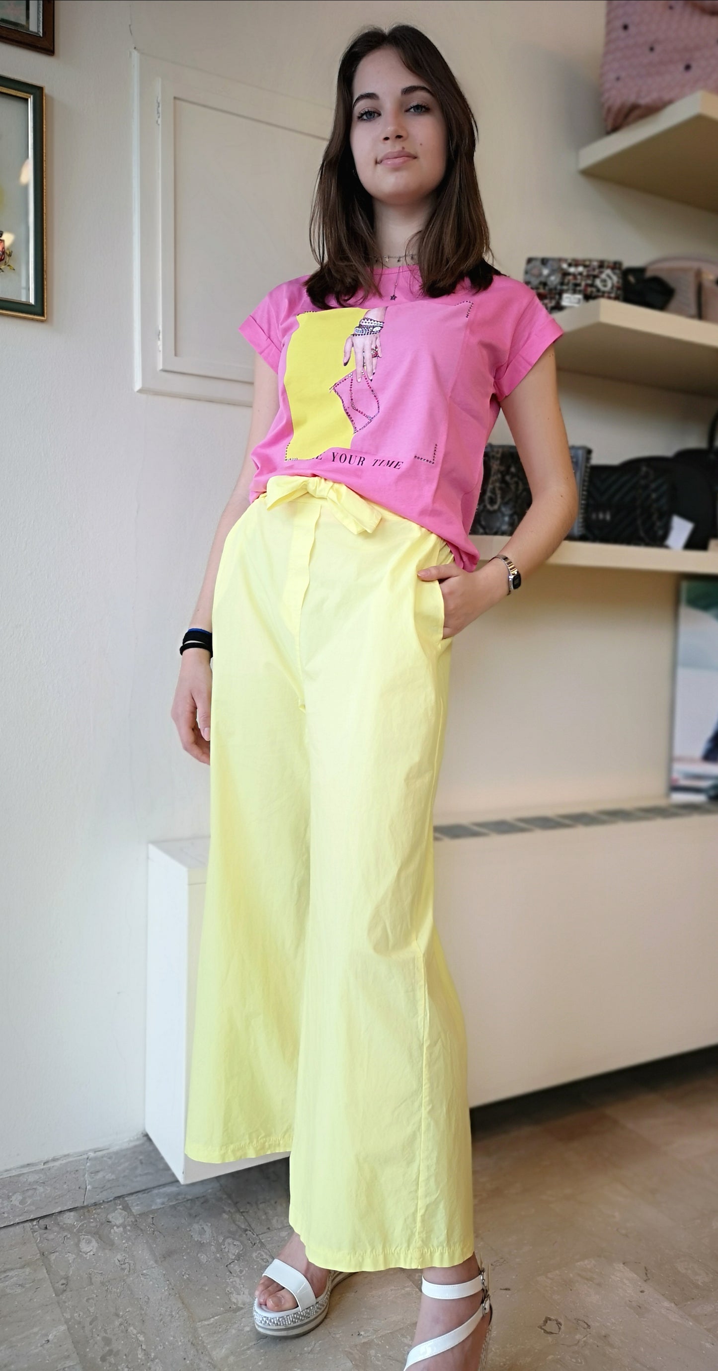 Pantalone largo giallo