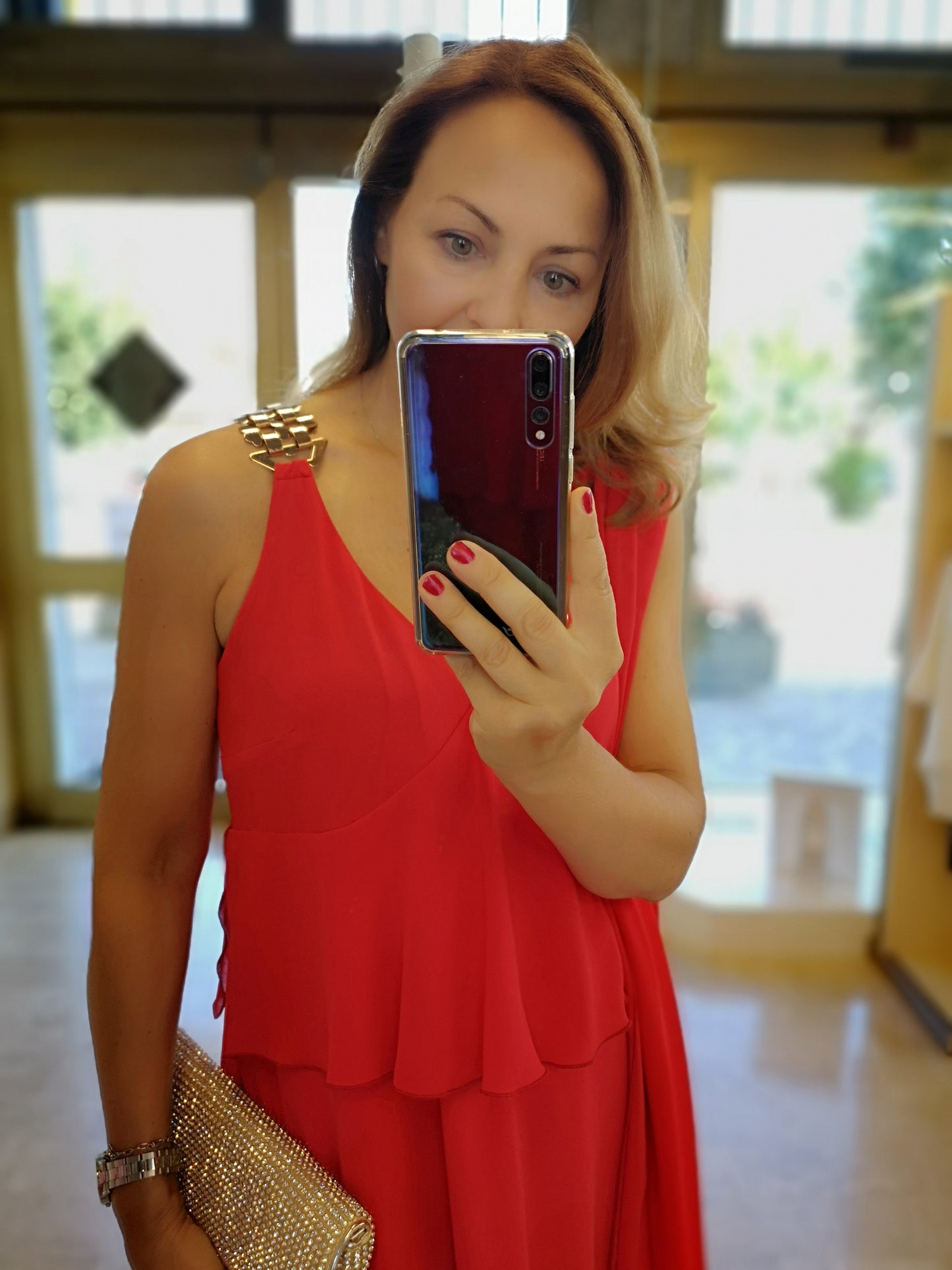 Abito rosso + stola