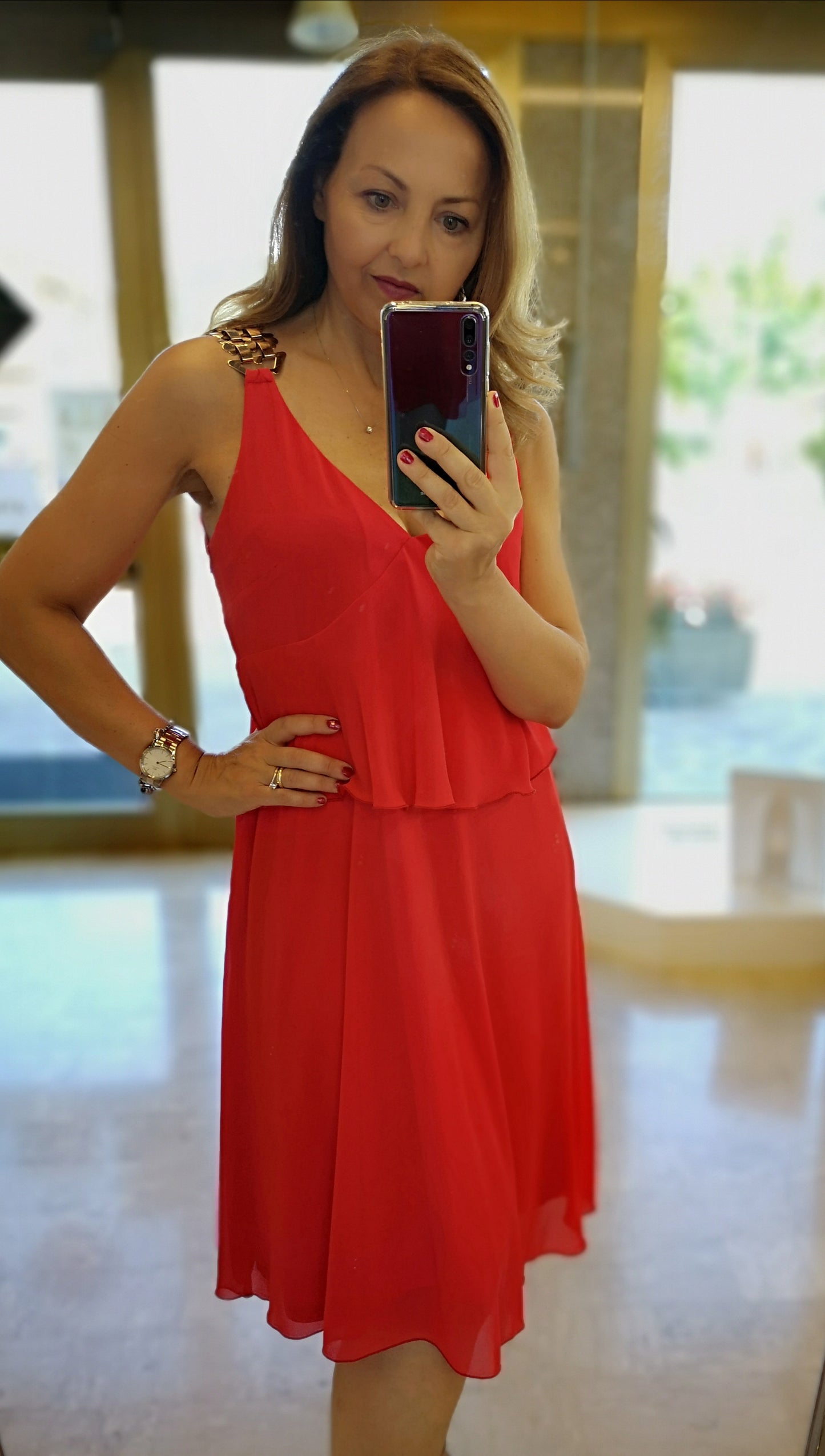 Abito rosso + stola