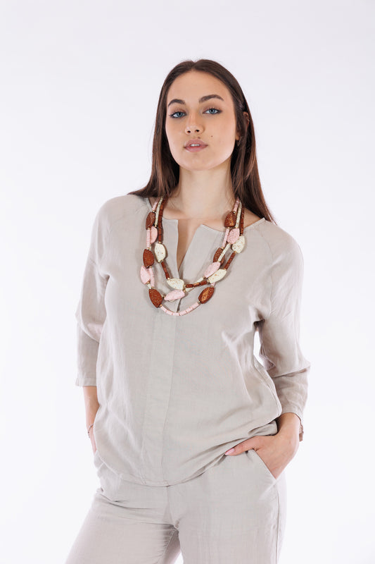Blusa lino e cotone