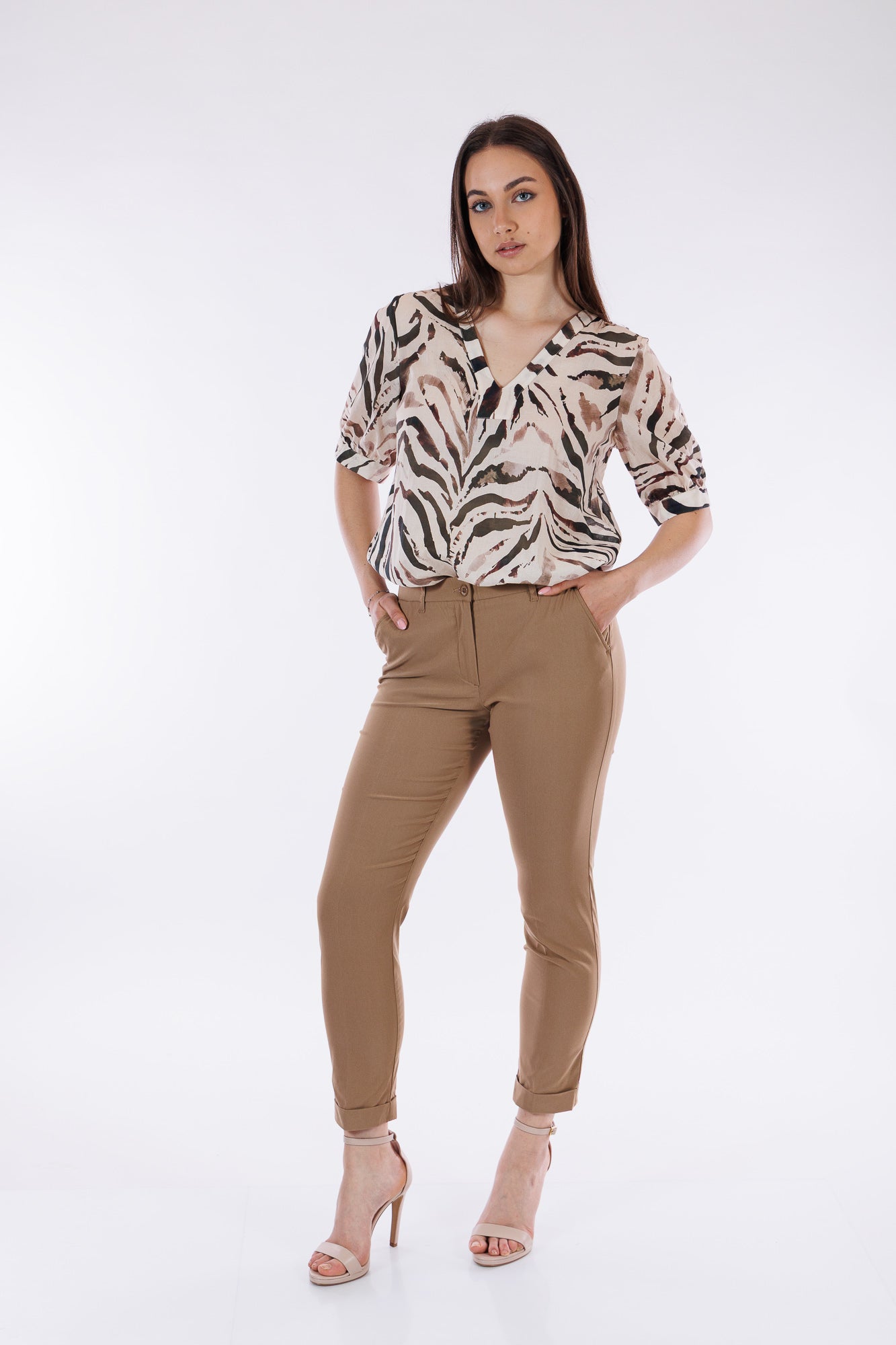 Pantalone viscosa risvolto