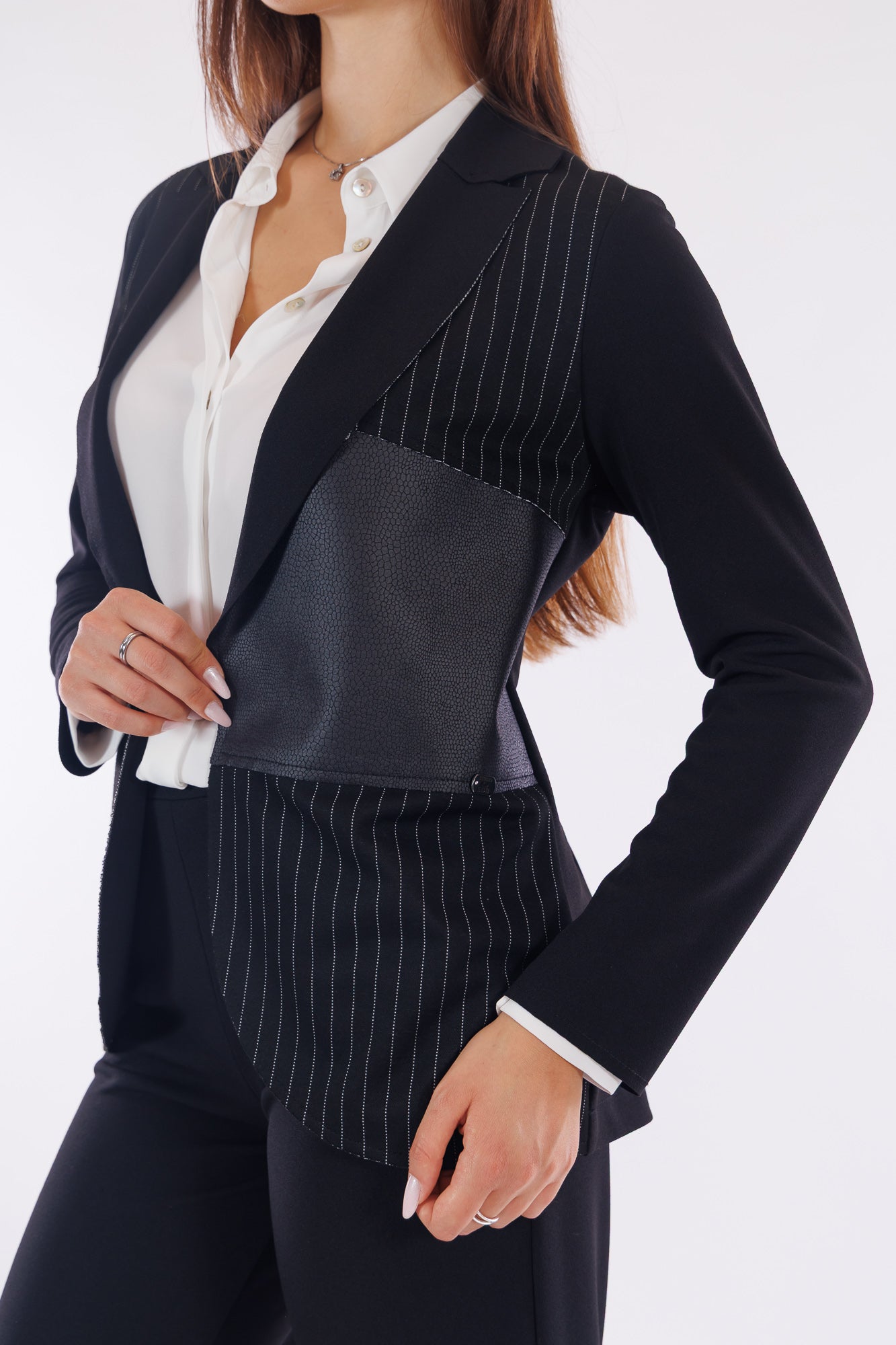 Giacca gessata patchwork
