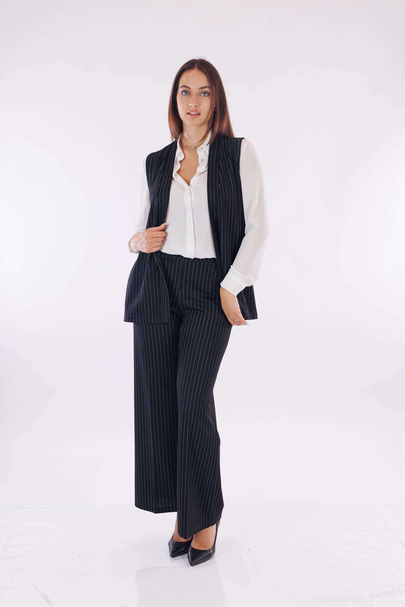 Pantalone ampio gessato