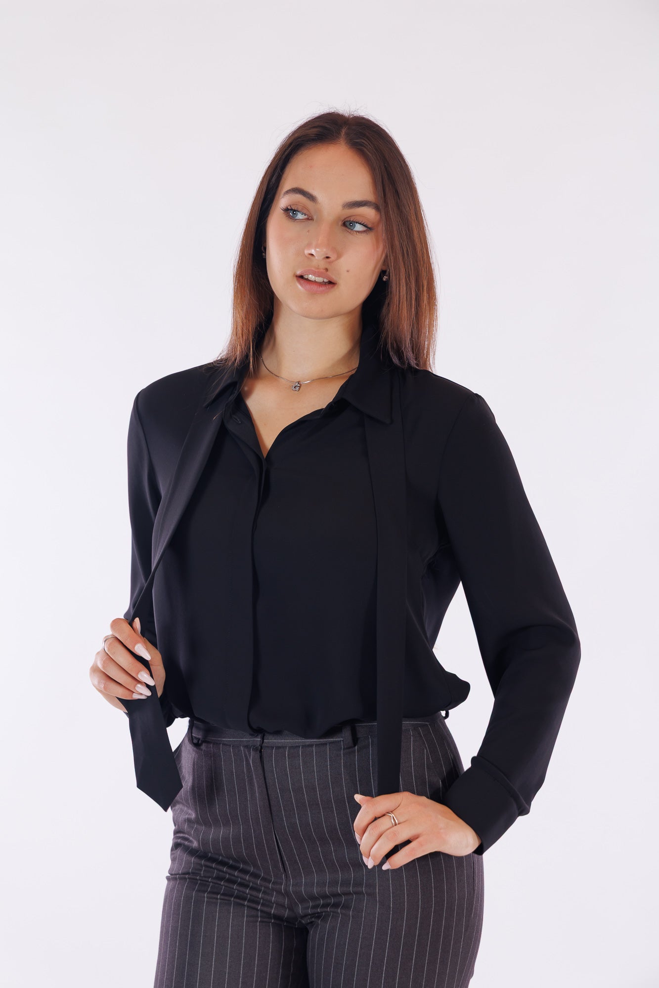 Pantalone ampio gessato
