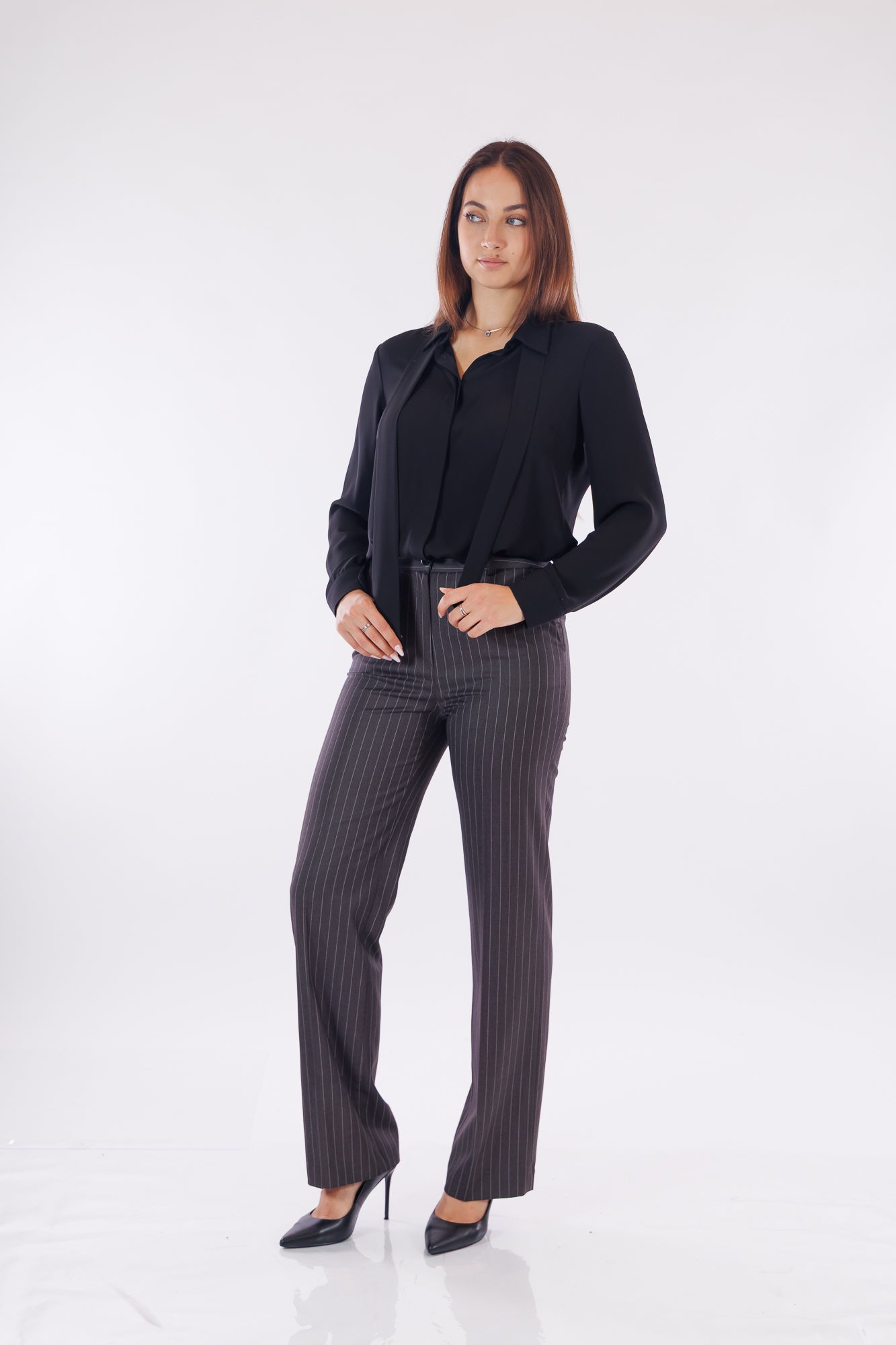 Pantalone ampio gessato
