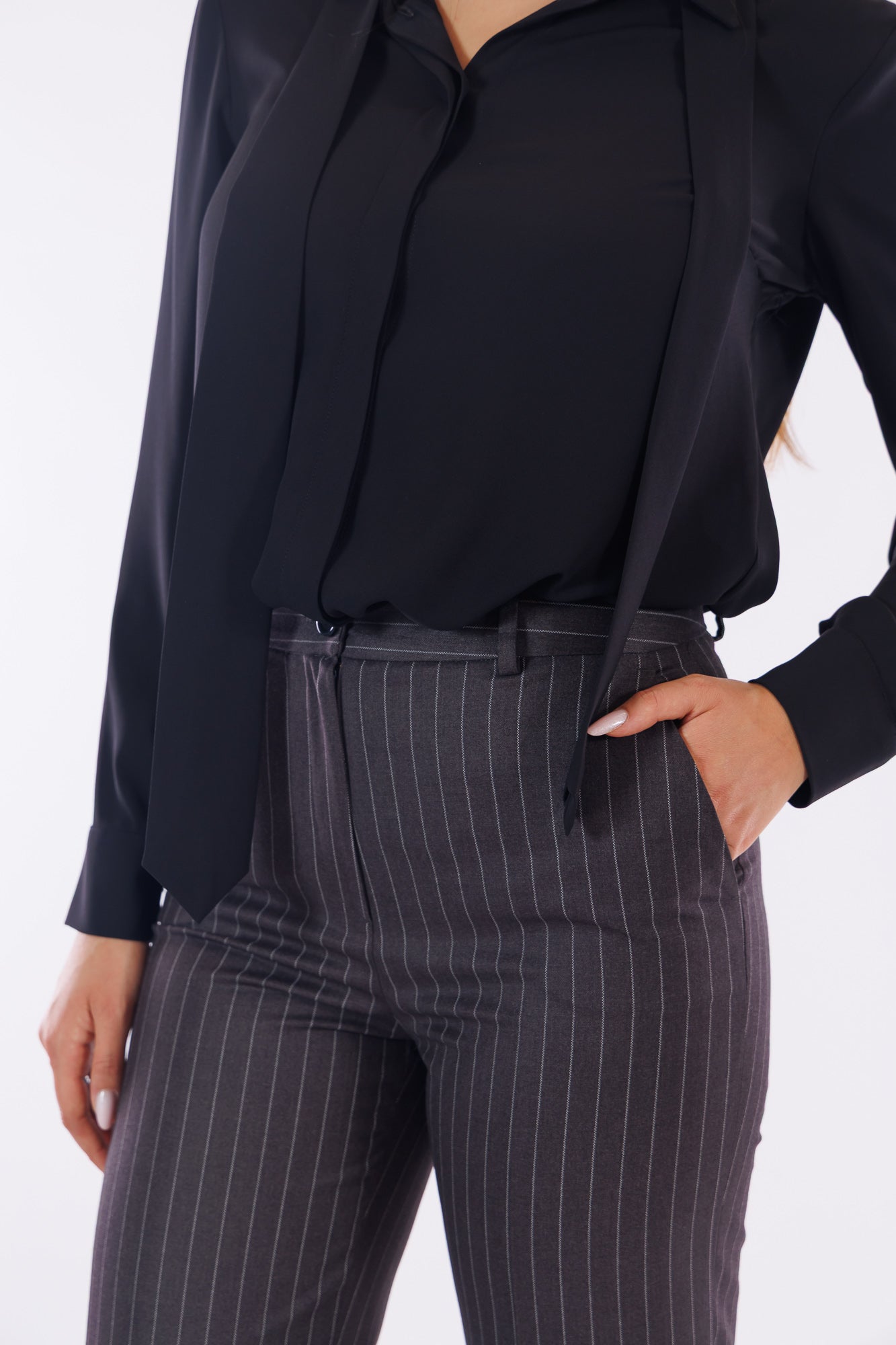 Pantalone ampio gessato