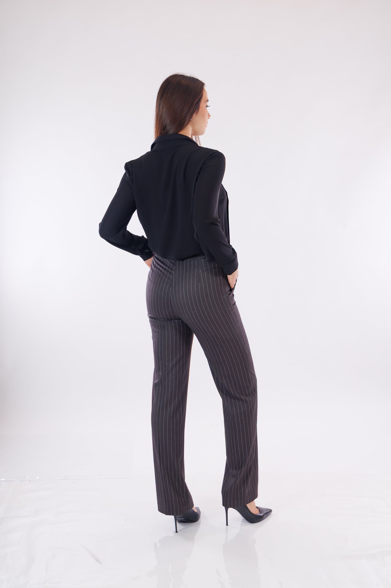 Pantalone ampio gessato