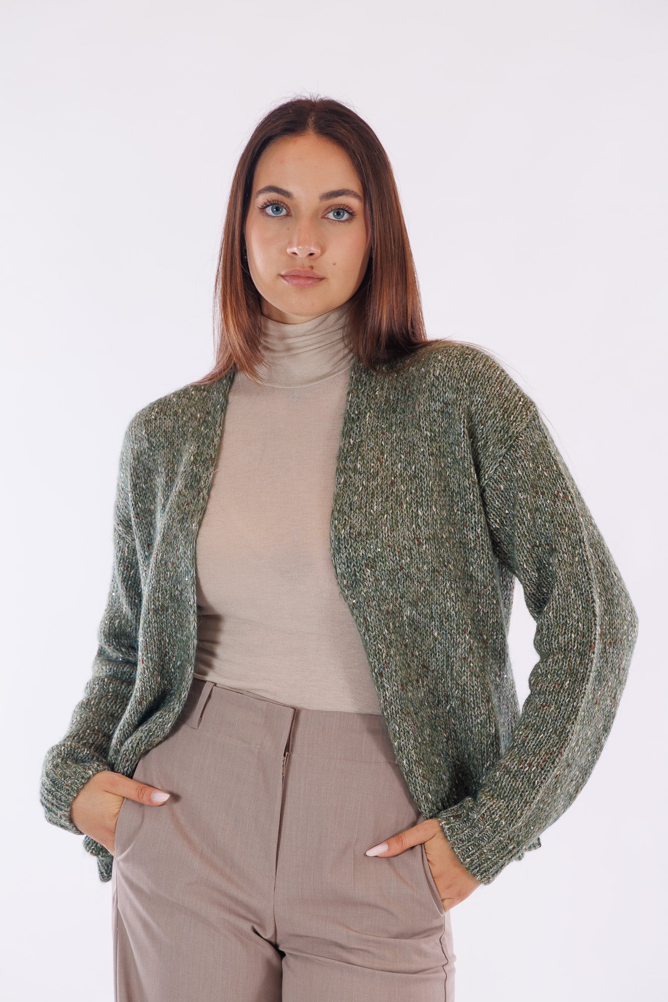 Cardigan filato micro paillettes