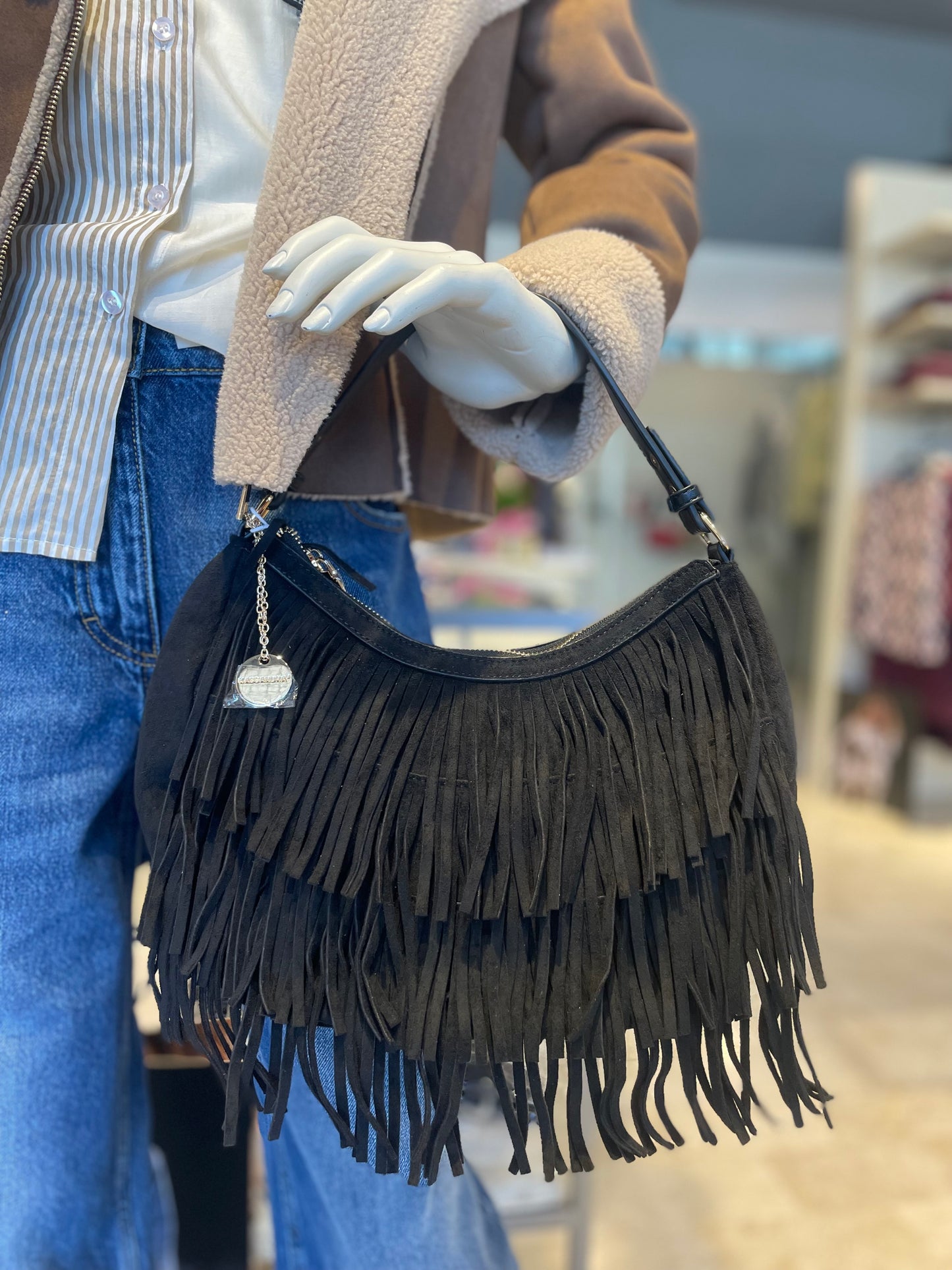 Borsa suede frange