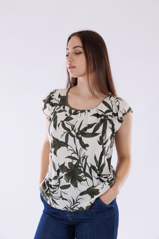 Blusa giglio maniche a farfalla