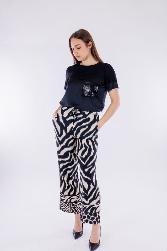 Pantalone ampio animalier