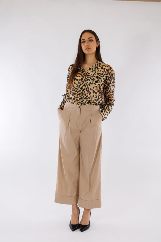 Pantalone risvolto fresco cotone