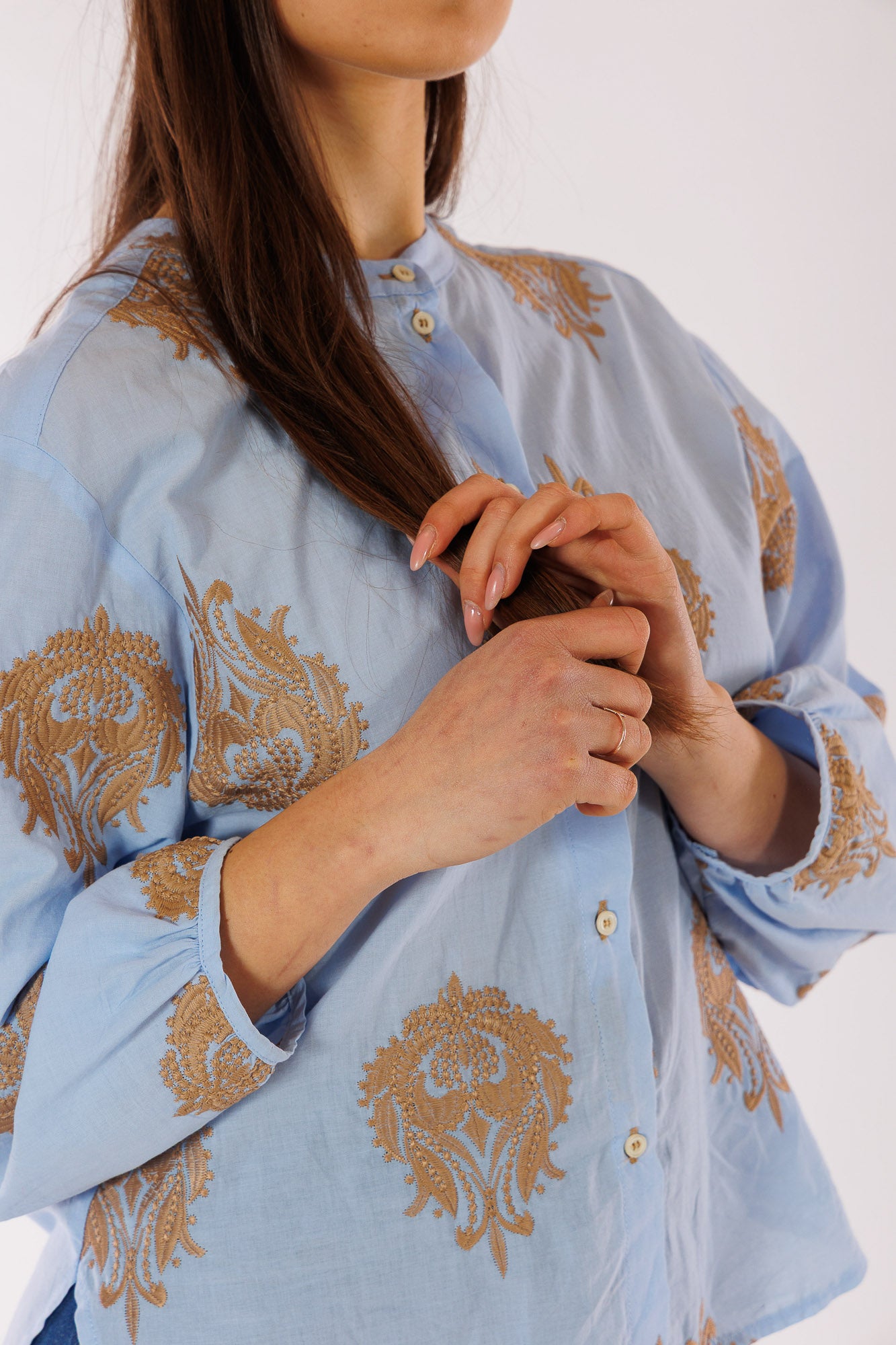 Camicia popeline ricami