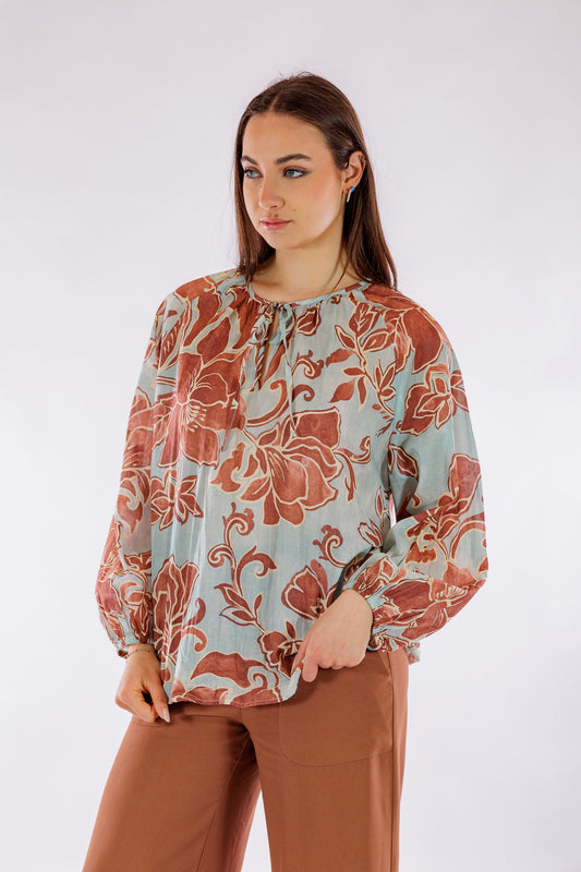 Blusa voile cotone stampa floreale