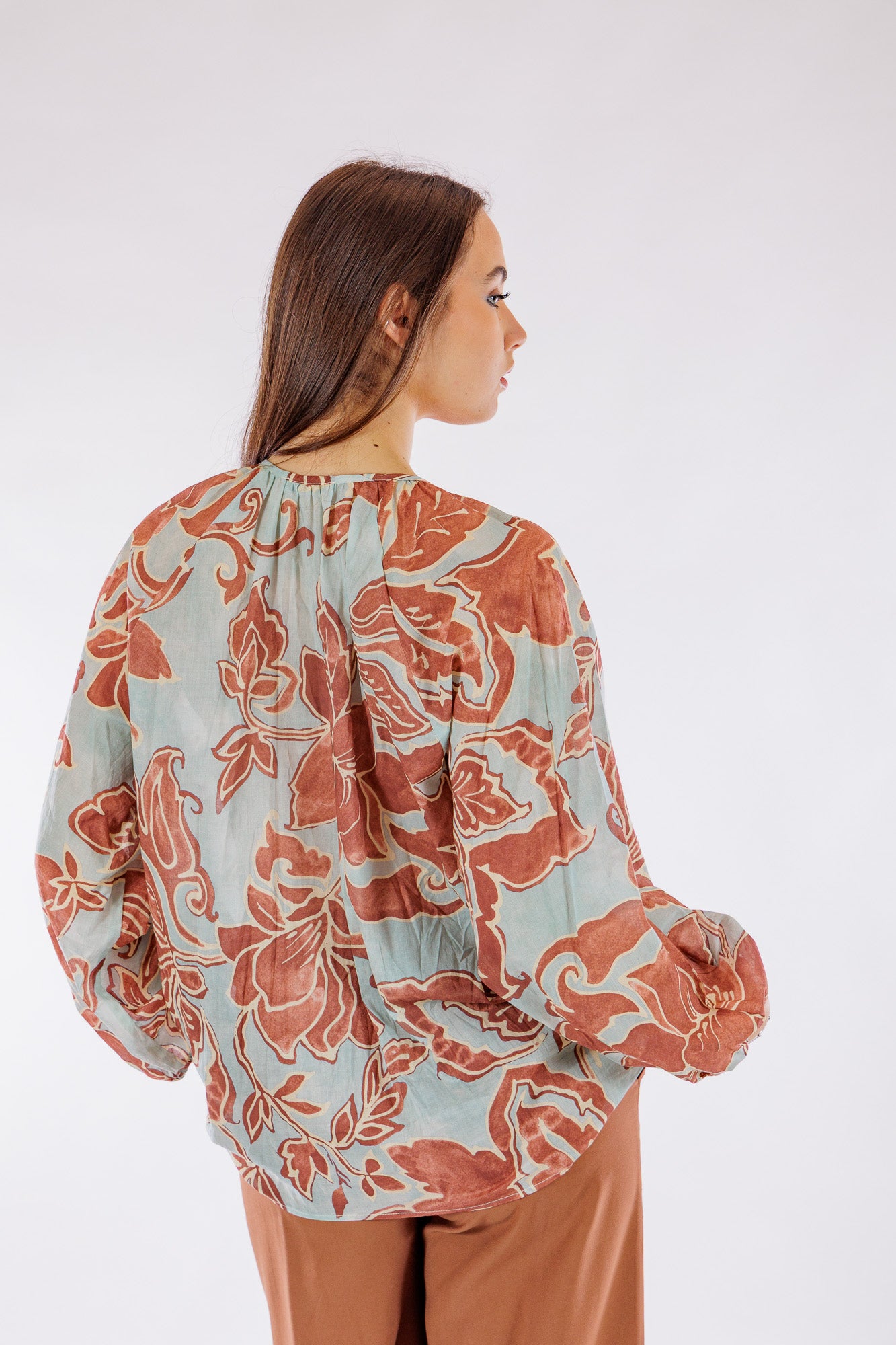 Blusa voile cotone stampa floreale