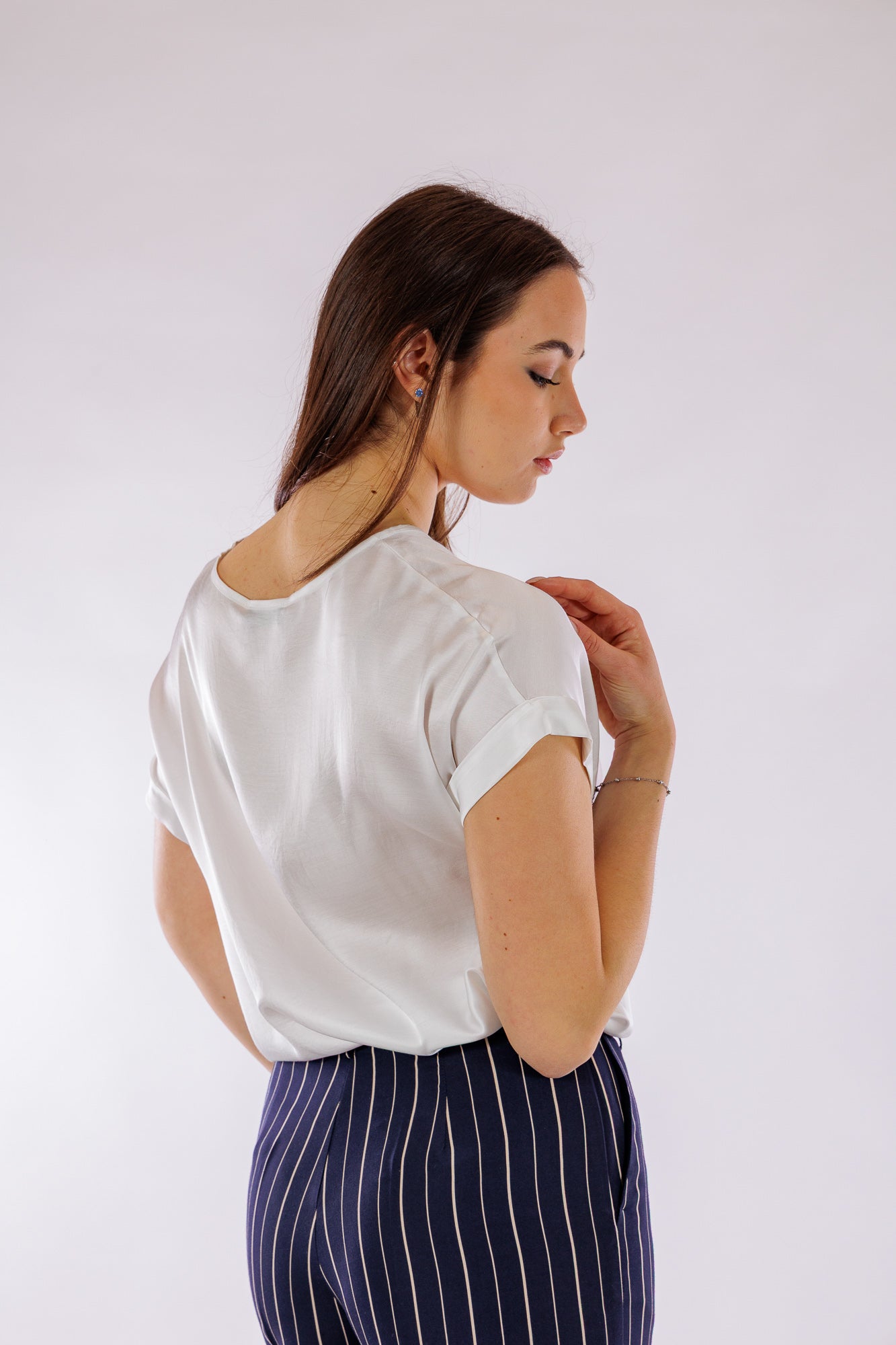 Pantalone largo righe