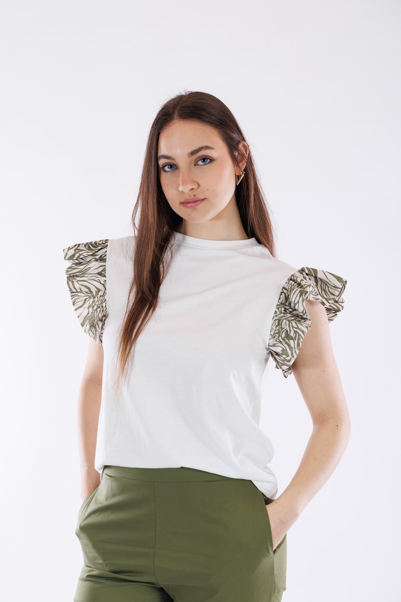 T-shirt maniche rouches