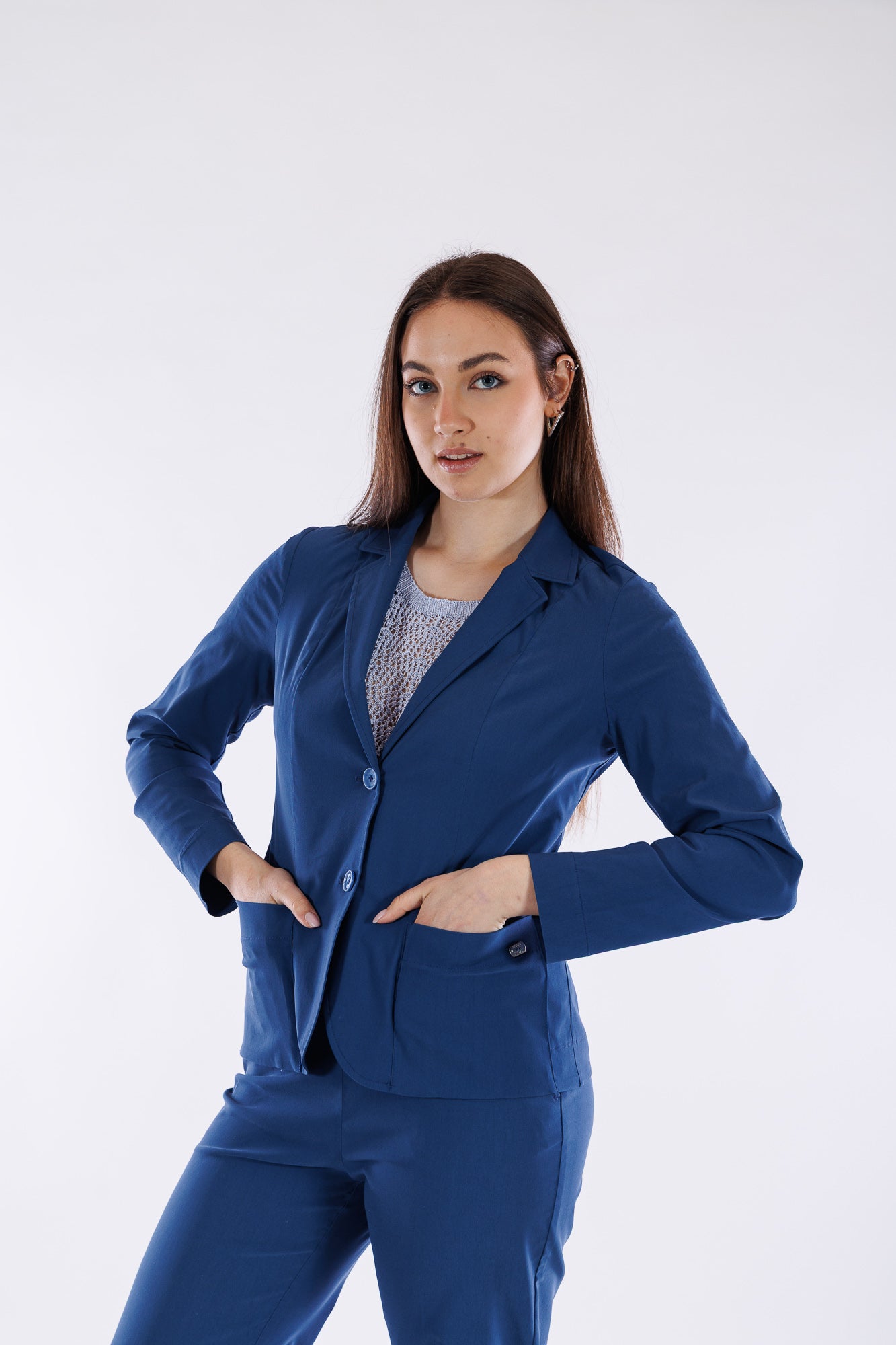 Giacca viscosa tasche applicate