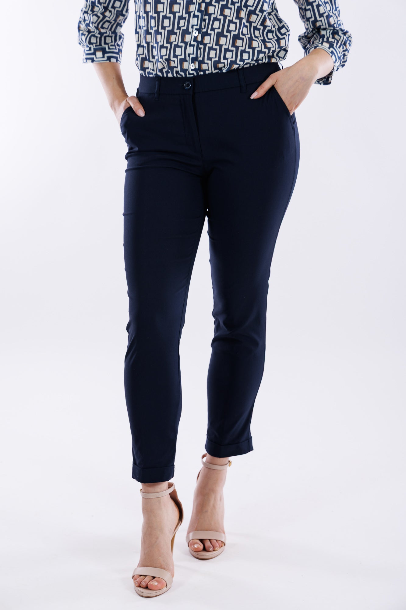 Pantalone viscosa risvolto