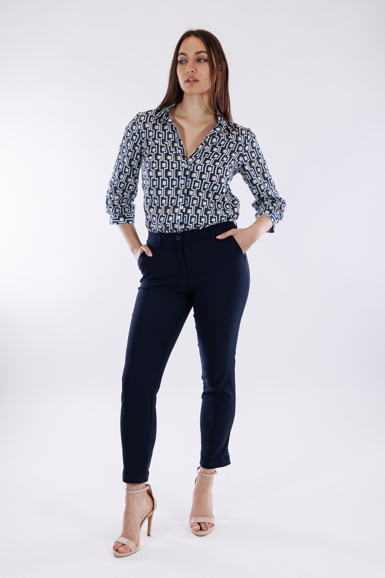 Pantalone viscosa risvolto