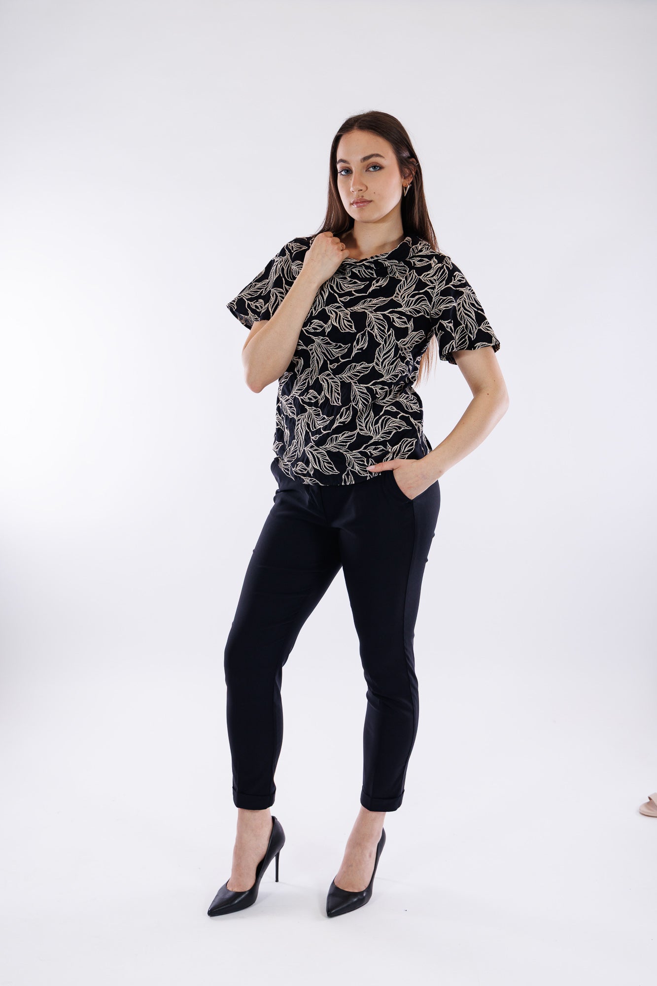 Pantalone viscosa risvolto