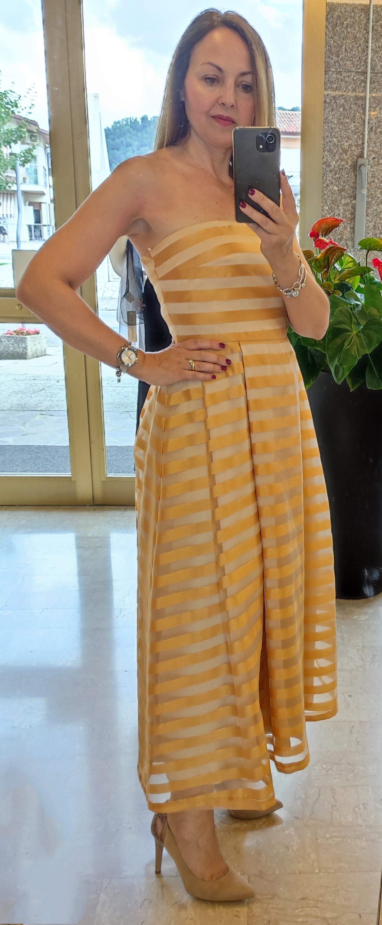 Abito organza rigata