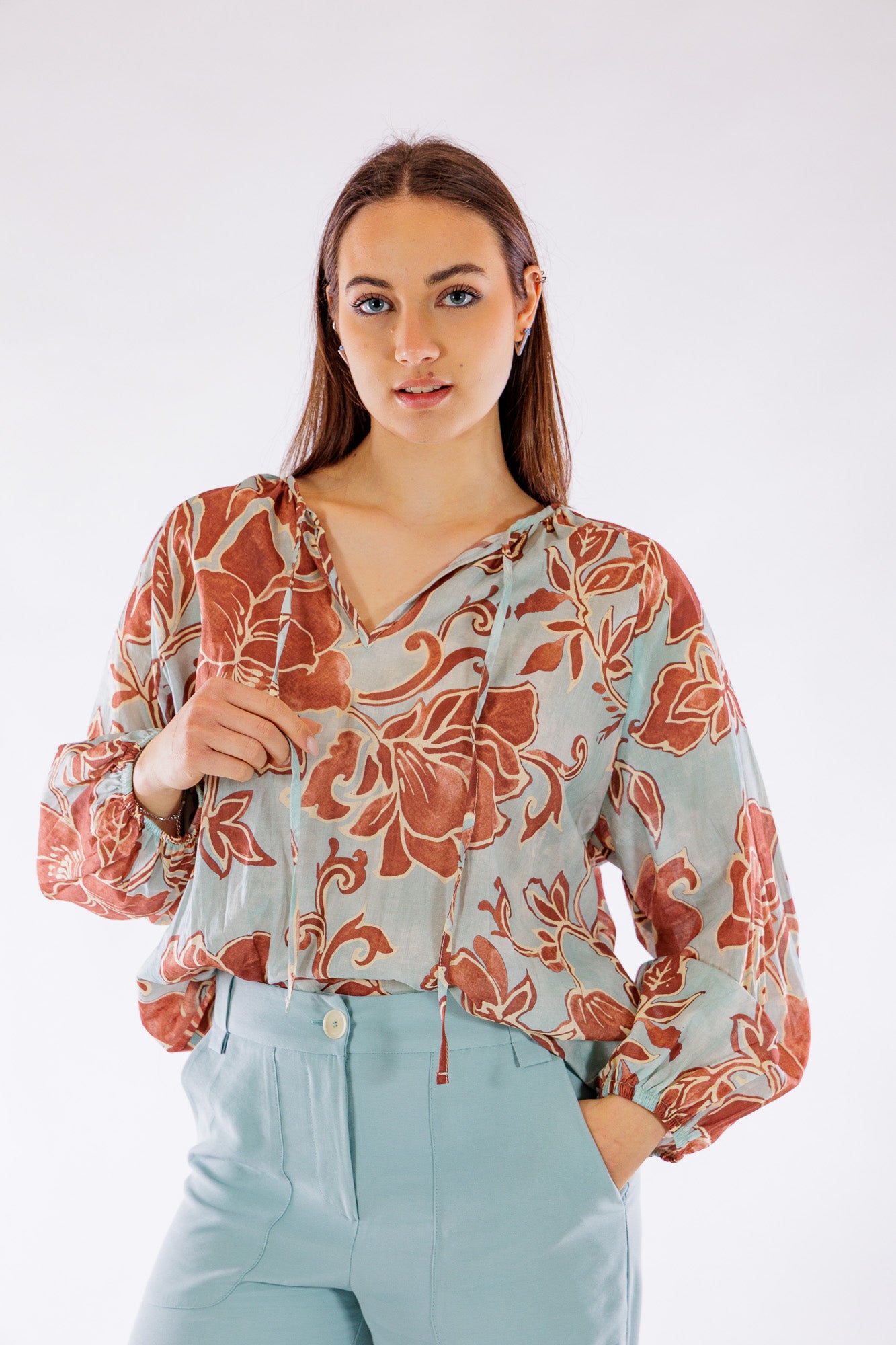 Blusa voile cotone stampa floreale