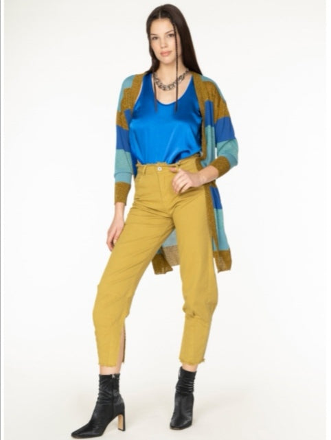 Cardigan lungo a righe